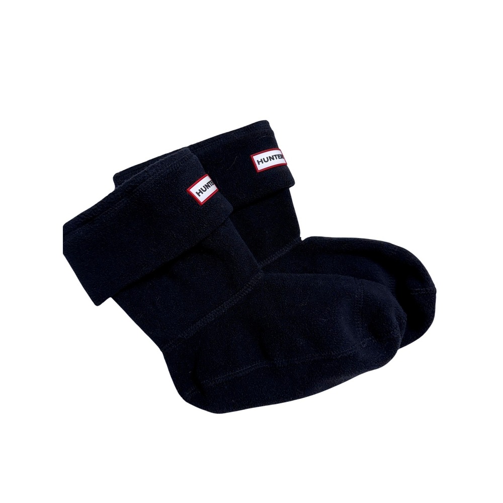 Hunter Boot Liner Socks Black EUC Fleece Fold-over Cuff Short style Warm Cozy M